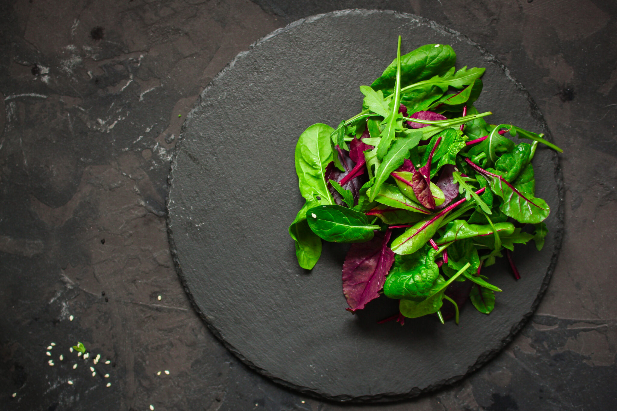 Healthy salad, leaves mix salad (mix micro greens, juicy snack). food background – Image